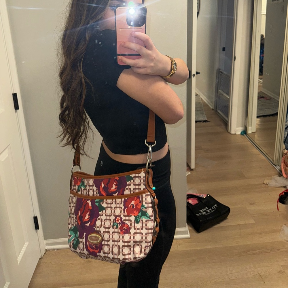 Rosetti Floral Crossbody Bag - Brown and Red